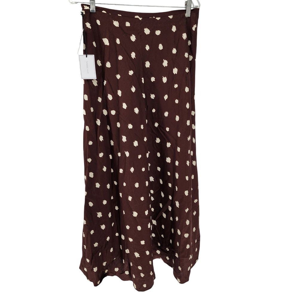 1.STATE Womens Wonderland Mahogany Brown Polka Size 10 Linen Blend NEW